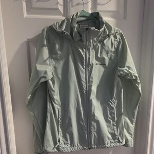 Columbia Mint Green Hooded Rain Jacket